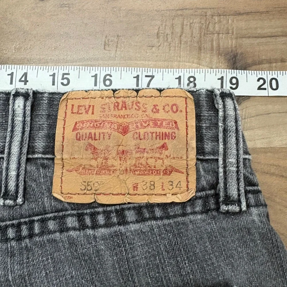 Vintage Y2K Levi's 559 Relaxed Straight Jeans 2000s Mens 38x32 Faded Black Denim